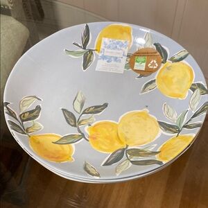 Brand New Set Of 4 Shabby Chic Lemon Serveware Dinner Plates 11”